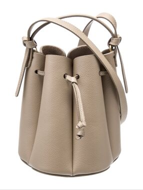 POLENE Numéro Huit MINI textured leather bucket bag in Taupe